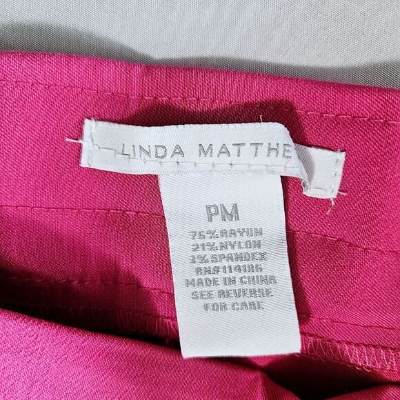 Linda Matthews Womens Ankle Pants Pink Size PM Rayon Blend Stretch Pockets - Picture 6 of 12